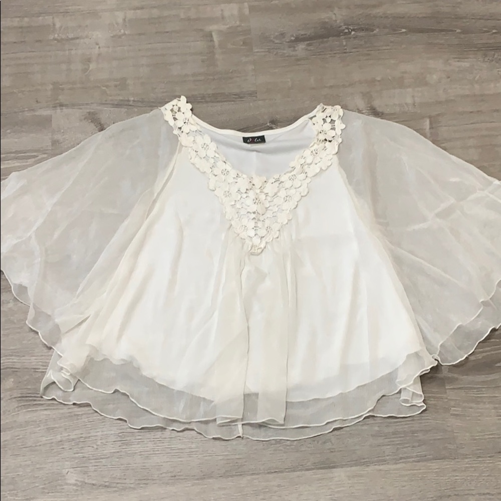 Sheer Flowy Top - Ivory - Medium